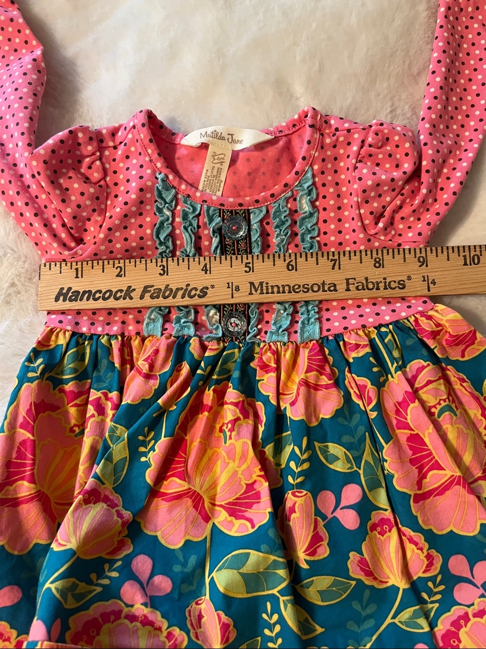 Matilda Jane Little Missy Polka Dot Floral Dress Size 3-6 M Once Upon a Time - Picture 7 of 9